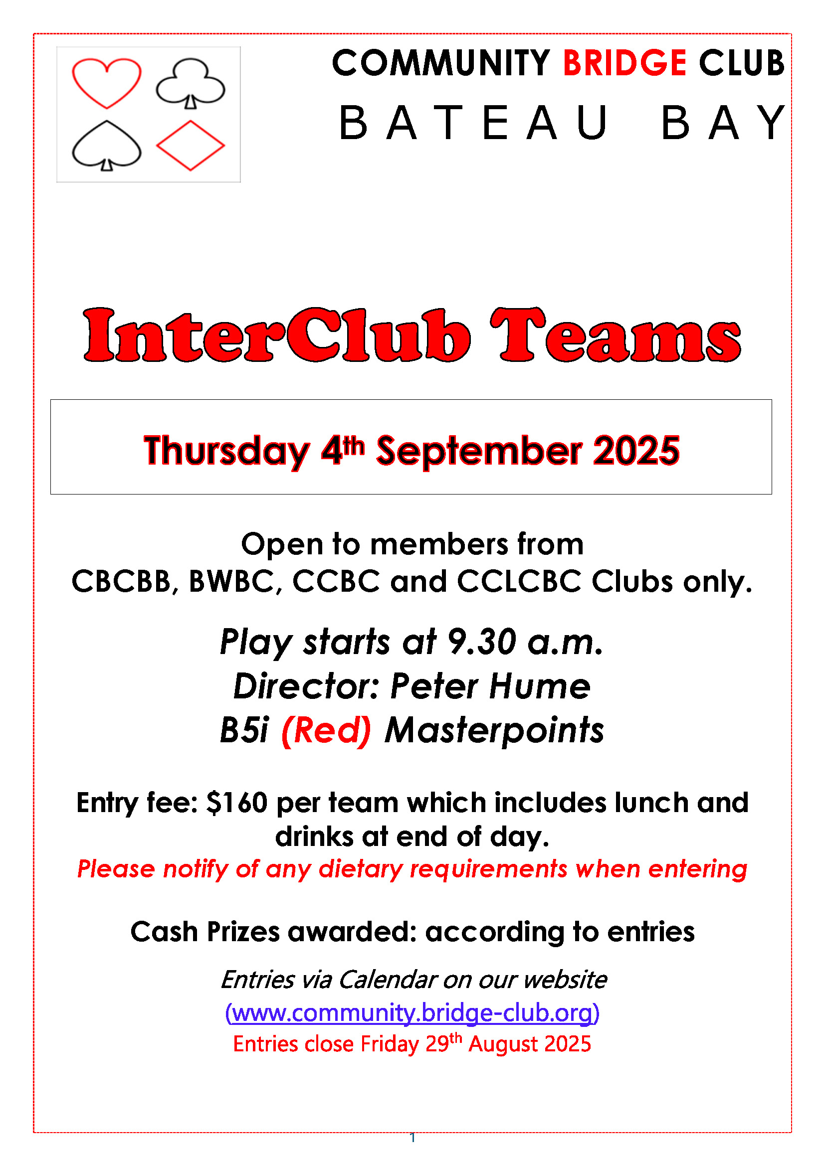 Inter Club Teams Central Coast Bridge