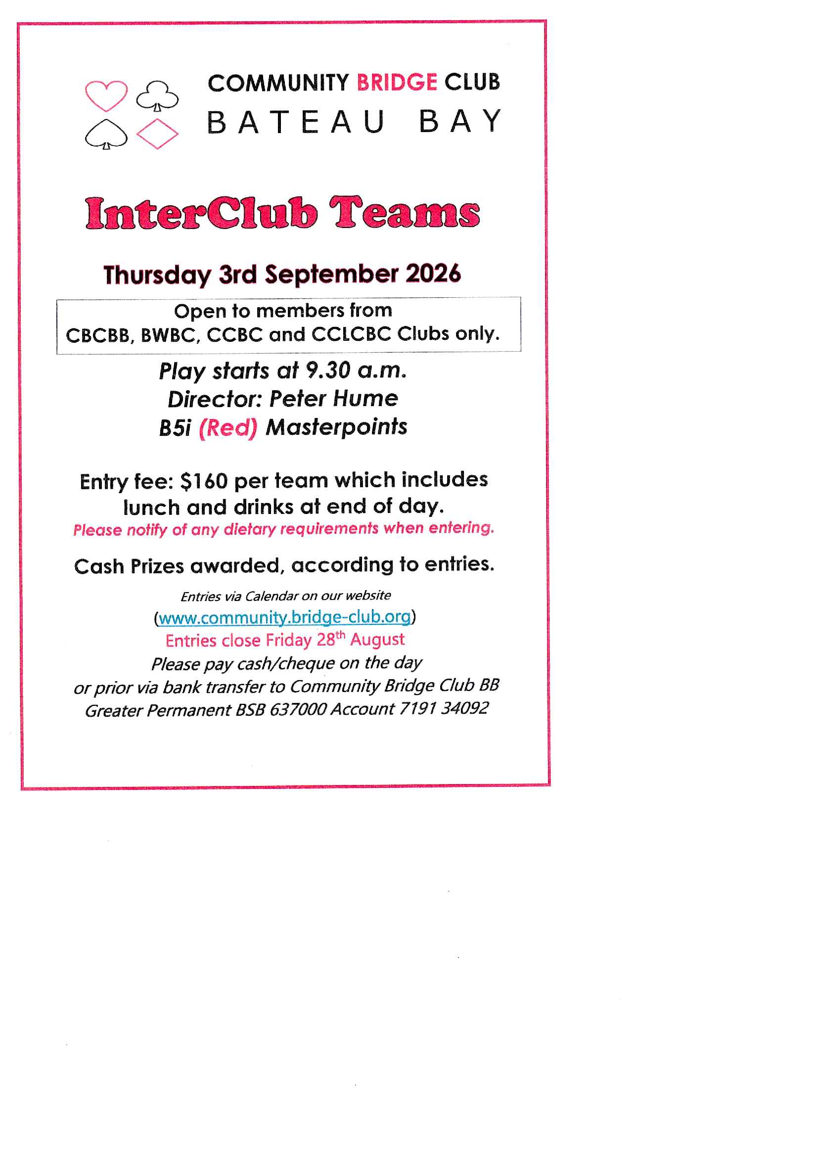 Bridge Teams Central Coast competition